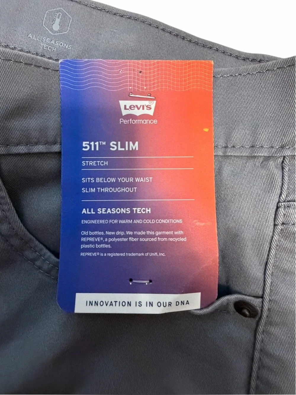 Levi's 511 Gray Slim Jeans with Tan Leather Patch